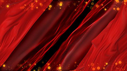 4K唯美粒子红色丝带丝绸背景视频的预览图