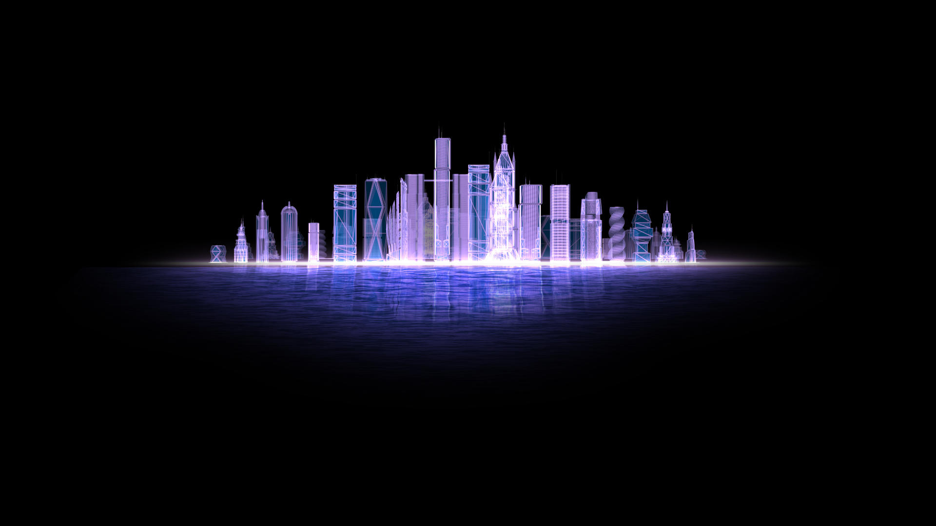 LED城市倒影背景视频的预览图