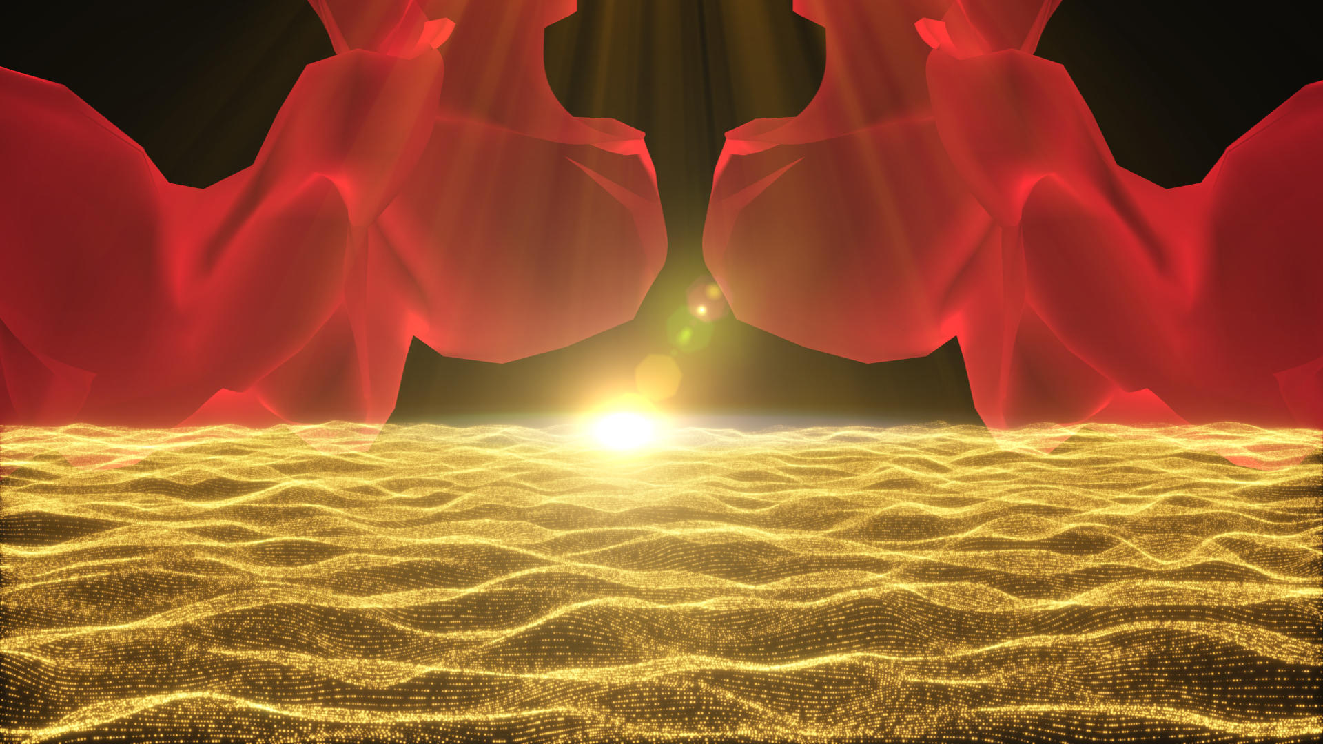 金色粒子红布窗帘背景视频的预览图