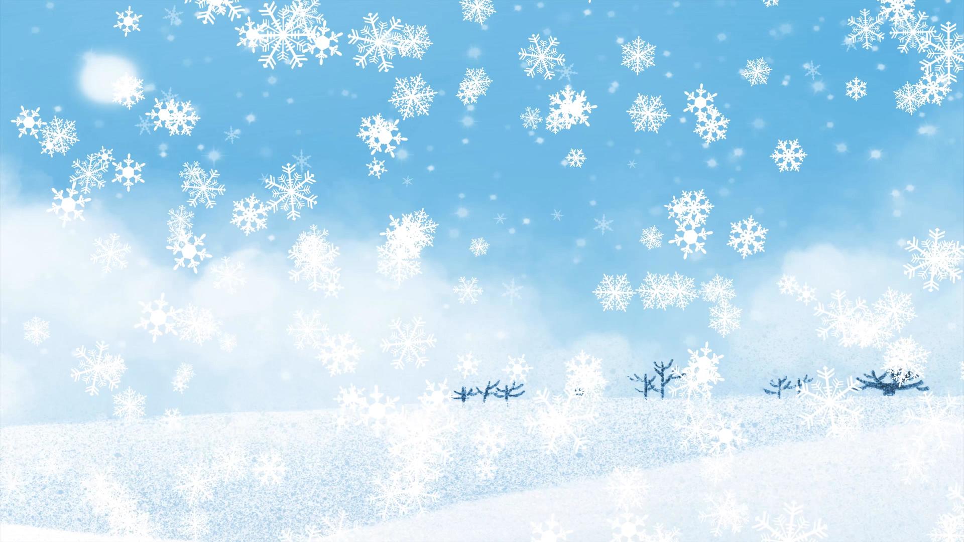 下雪的冬季雪花背景视频的预览图