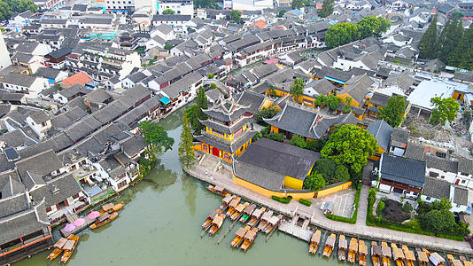 上海4A风景区朱家角航拍圆津禅院4K合集视频的预览图