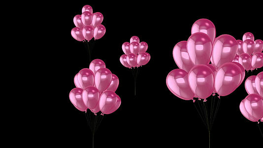 透明通道一束粉色气球上升视频素材视频的预览图