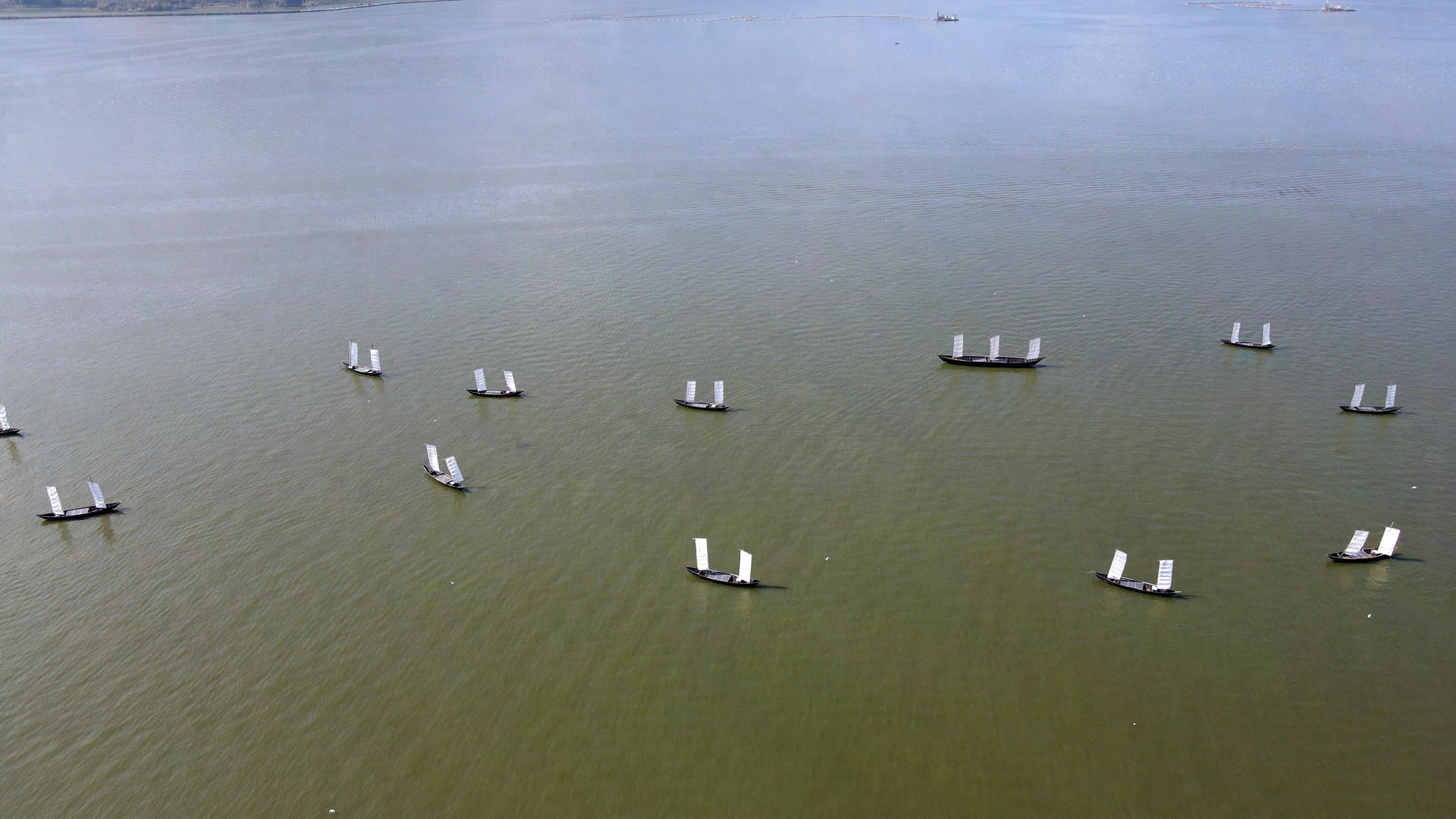 航拍海上帆船视频的预览图