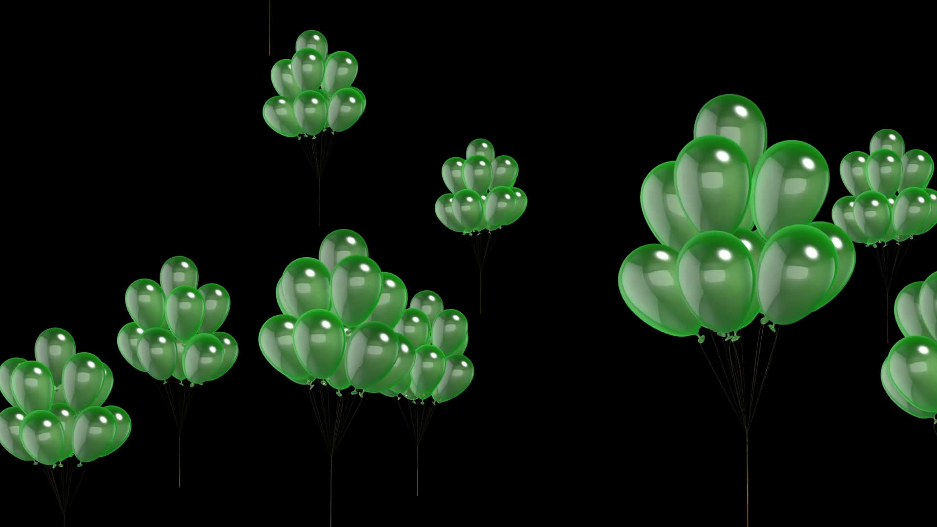 透明通道一束绿色气球视频素材视频的预览图