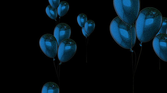透明通道一束蓝色气球上升视频素材视频的预览图