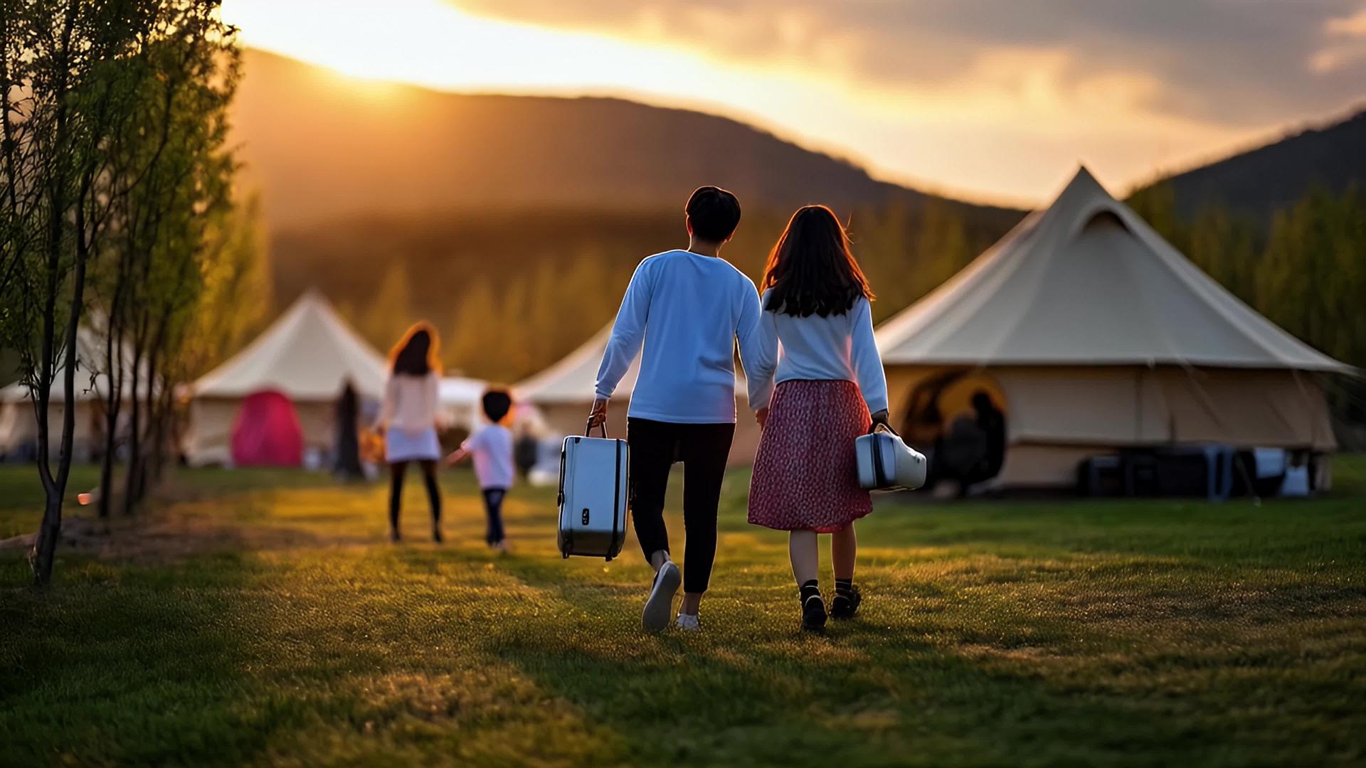 超高清春夏秋季旅游露营欢乐时光4k视频的预览图