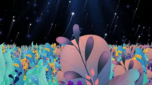 动态唯美夜景花海粒子星空上升背景视频素材视频的预览图