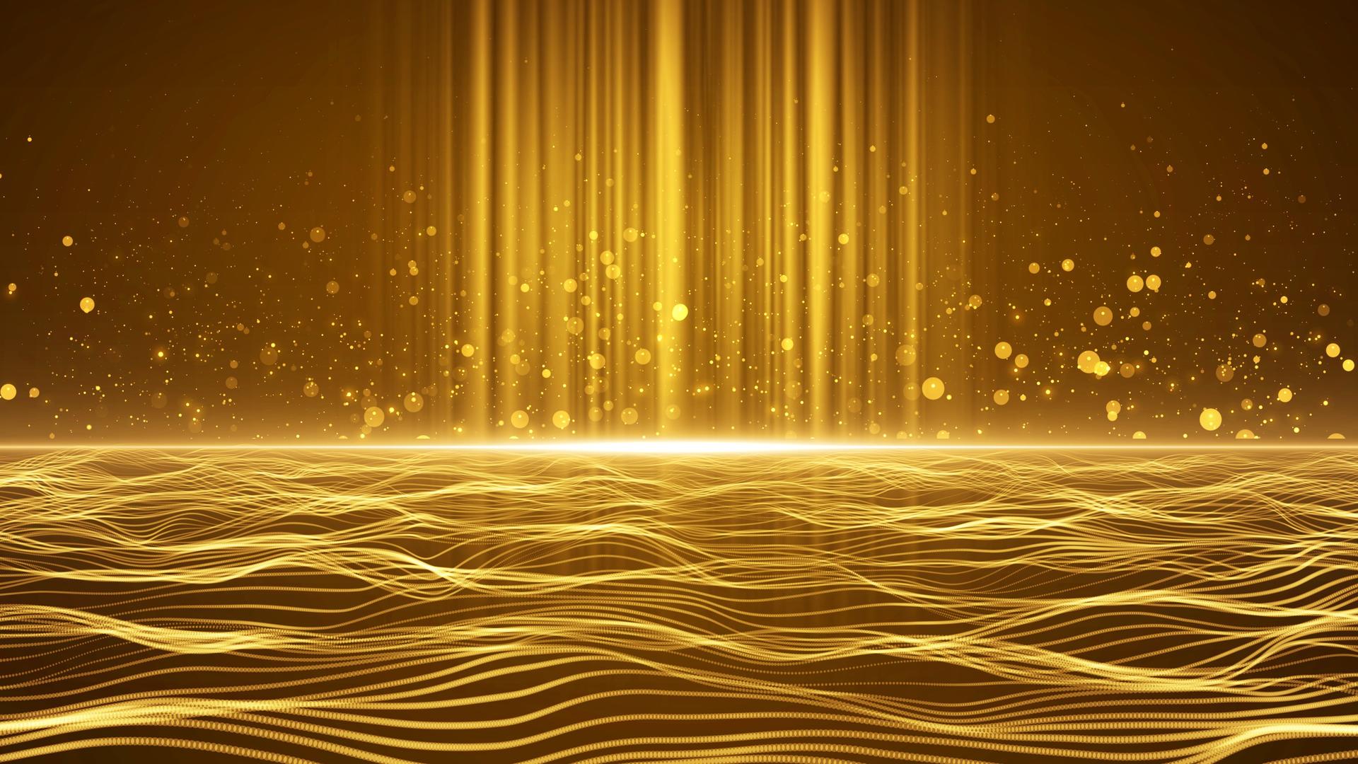 4k金色粒子光线海洋视频的预览图