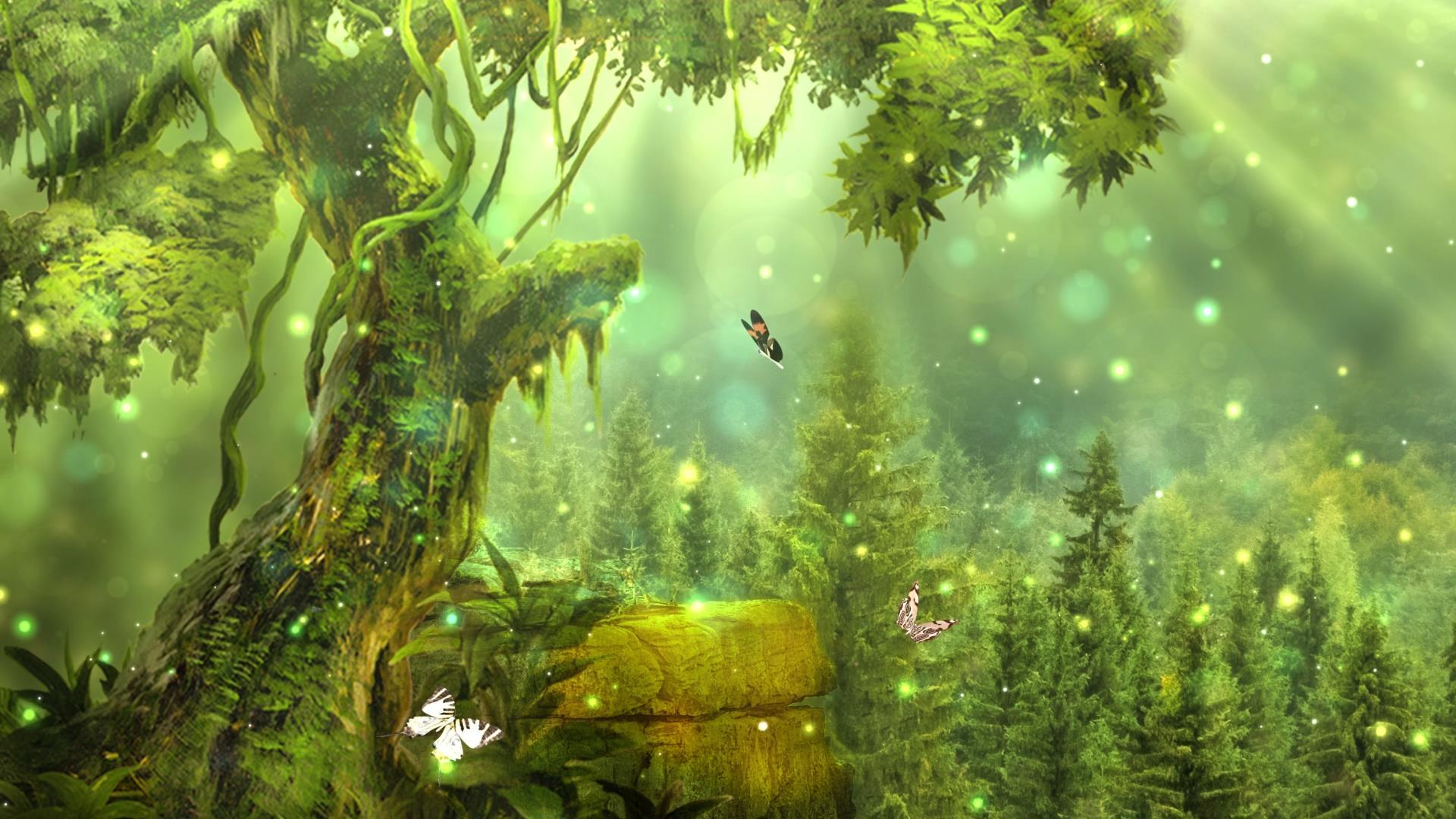 梦幻唯美丛林粒子光效视频背景元素视频的预览图