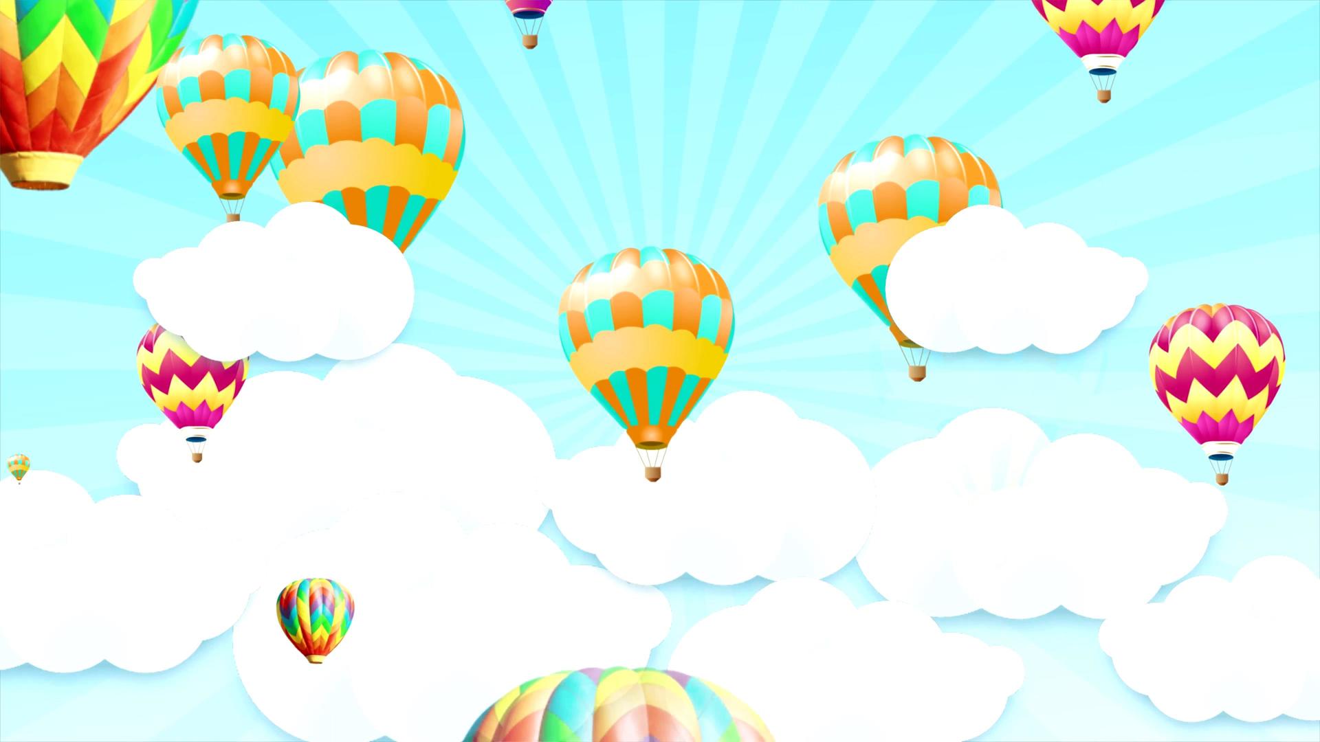 4K卡通云朵热气球背景视频视频的预览图