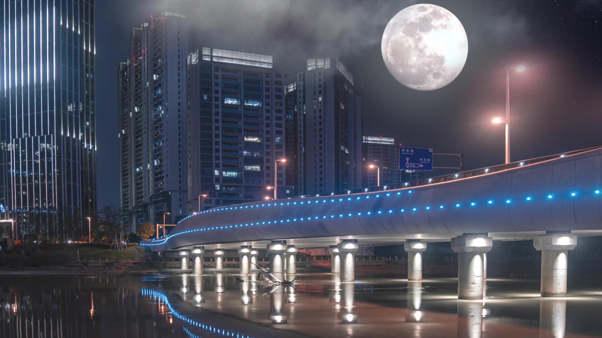 美丽温馨的城市夜景实拍背景视频视频的预览图