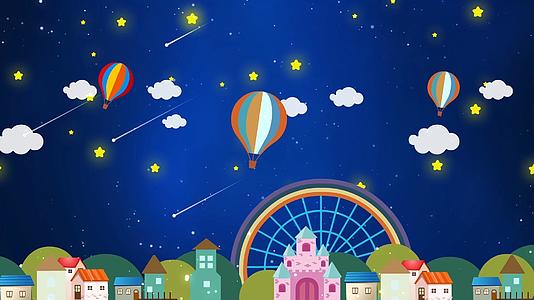卡通夜晚城市儿童节背景视频的预览图