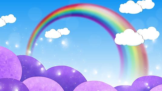 4K卡通彩虹天空背景视频的预览图