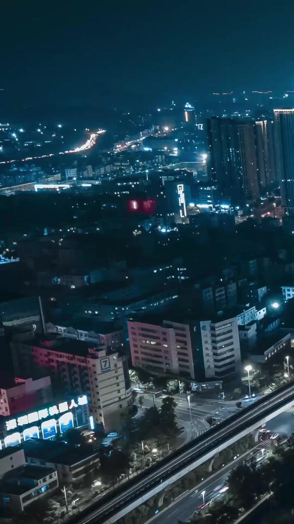 深圳市夜景航拍延迟赛博朋克黑冰色调视频的预览图