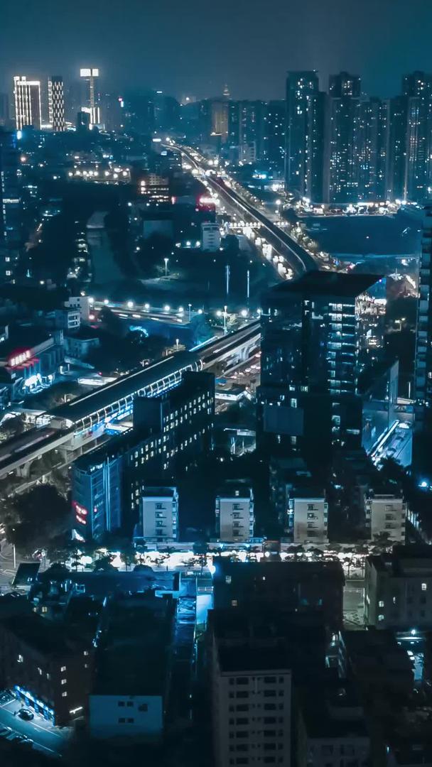 深圳市夜景航拍延迟赛博朋克黑冰色调视频的预览图