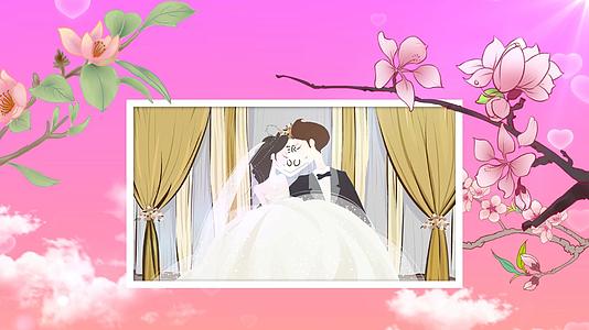 粉红色云端浪漫婚礼照片AE模板视频的预览图