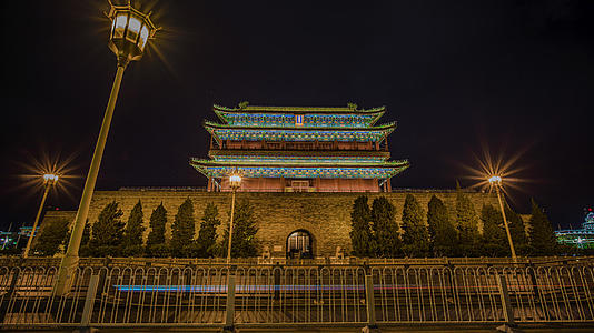 8k延时夜景北京正阳门城楼素材视频的预览图