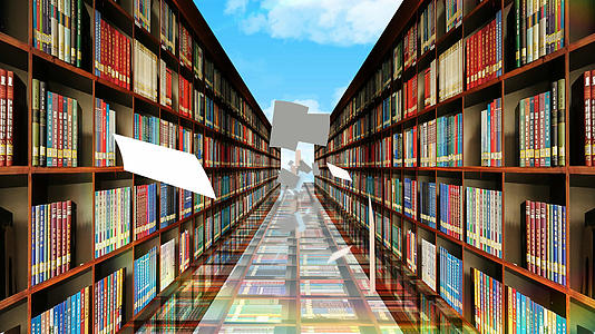三维世界读书日图书馆穿梭背景视频的预览图