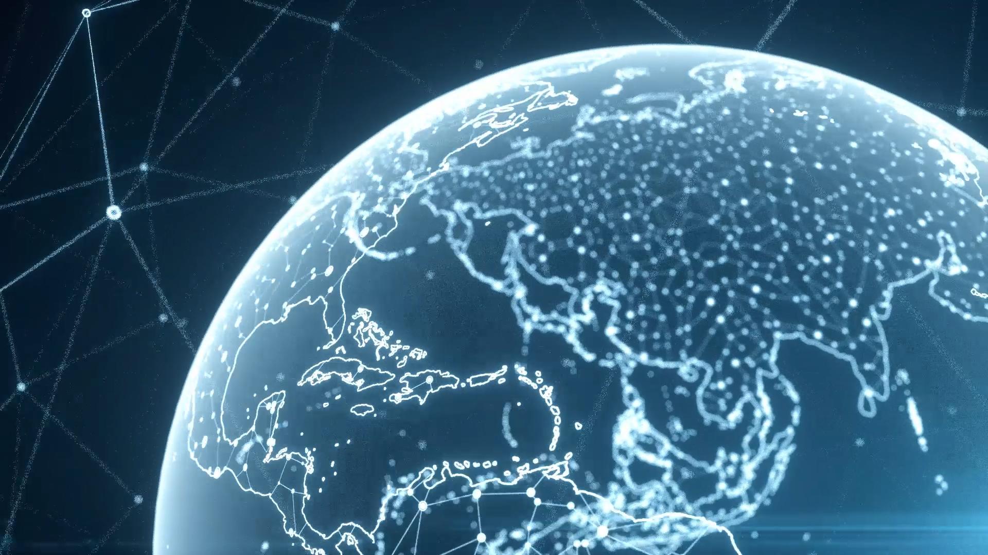 科技感三维虚拟光线地球无缝循环动画视频的预览图