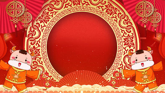 4K红色喜庆中国风虎年春晚舞台背景视频的预览图