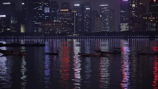 2个钱塘江CBD夜景满江船只视频的预览图