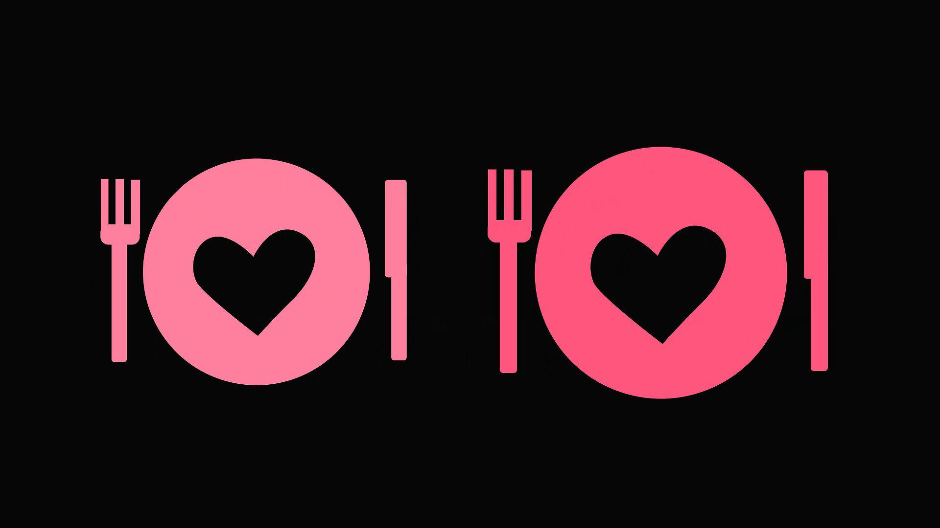 mg动画爱心餐具组合动态视频素材视频的预览图