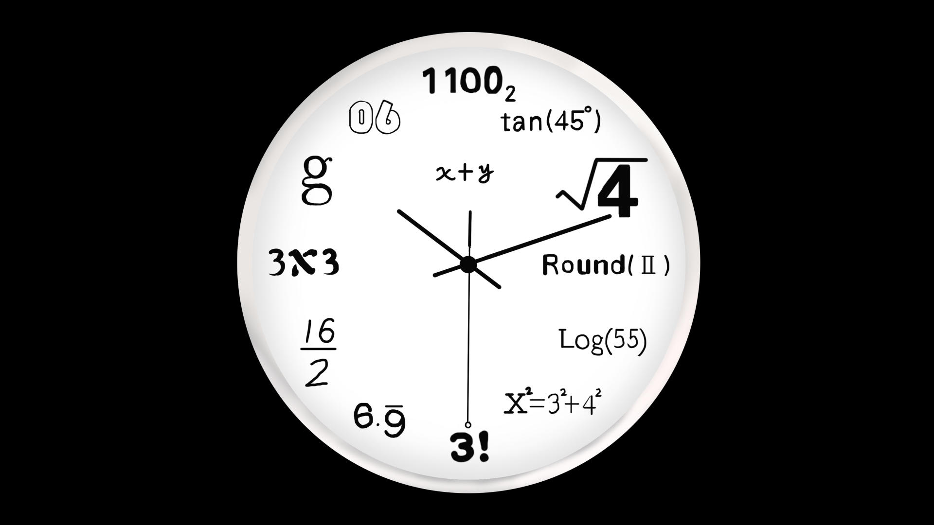 数学时钟公式时间表盘高清带透明通道视频的预览图