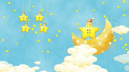 卡通月亮星空儿童歌舞背景视频的预览图