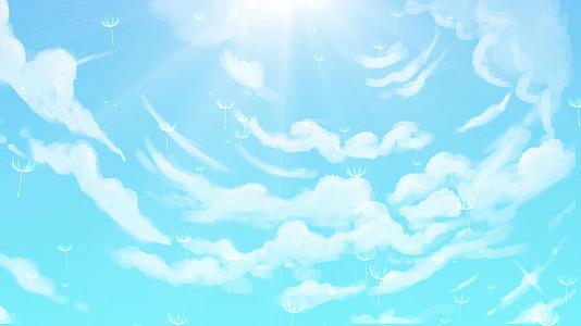 4K卡通蓝色天空白云背景视频视频的预览图