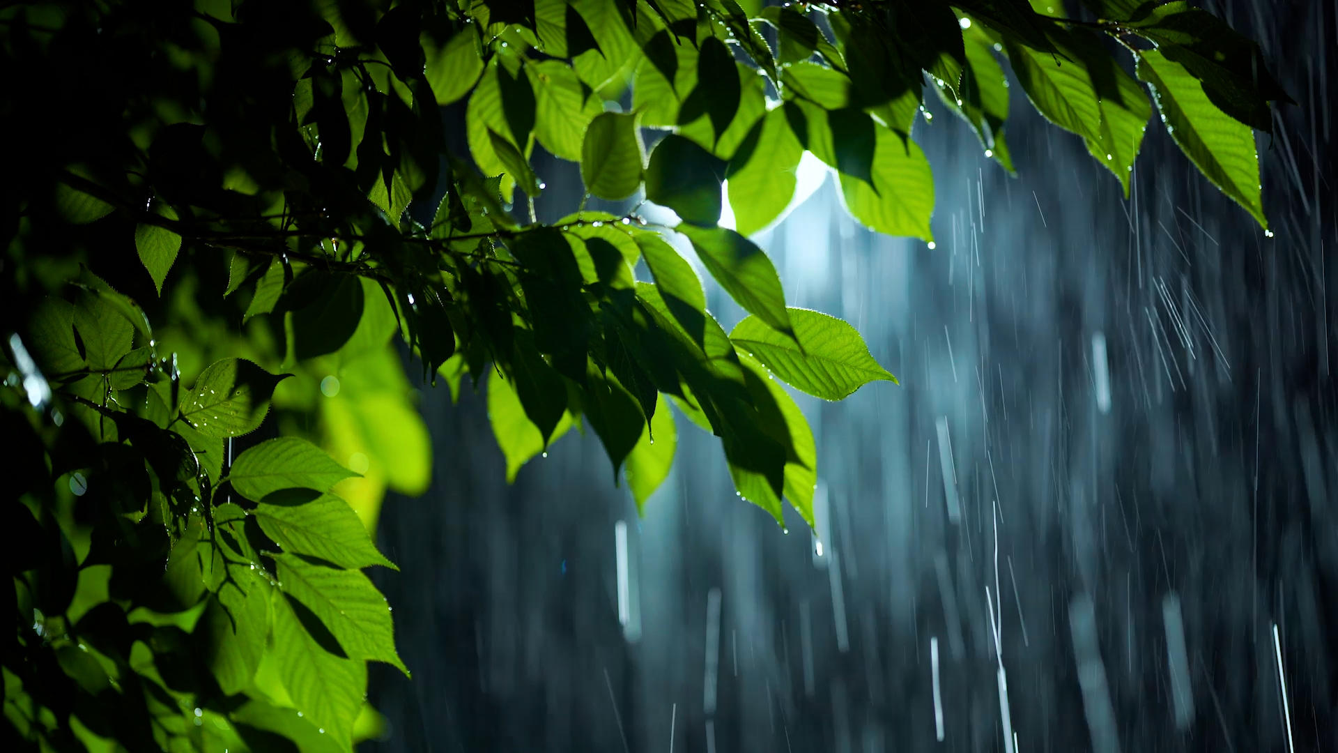 4k实拍夜晚下的大暴雨雨水雨滴下雨视频的预览图