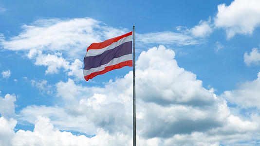 泰国国旗天空下飘扬4K合集视频的预览图