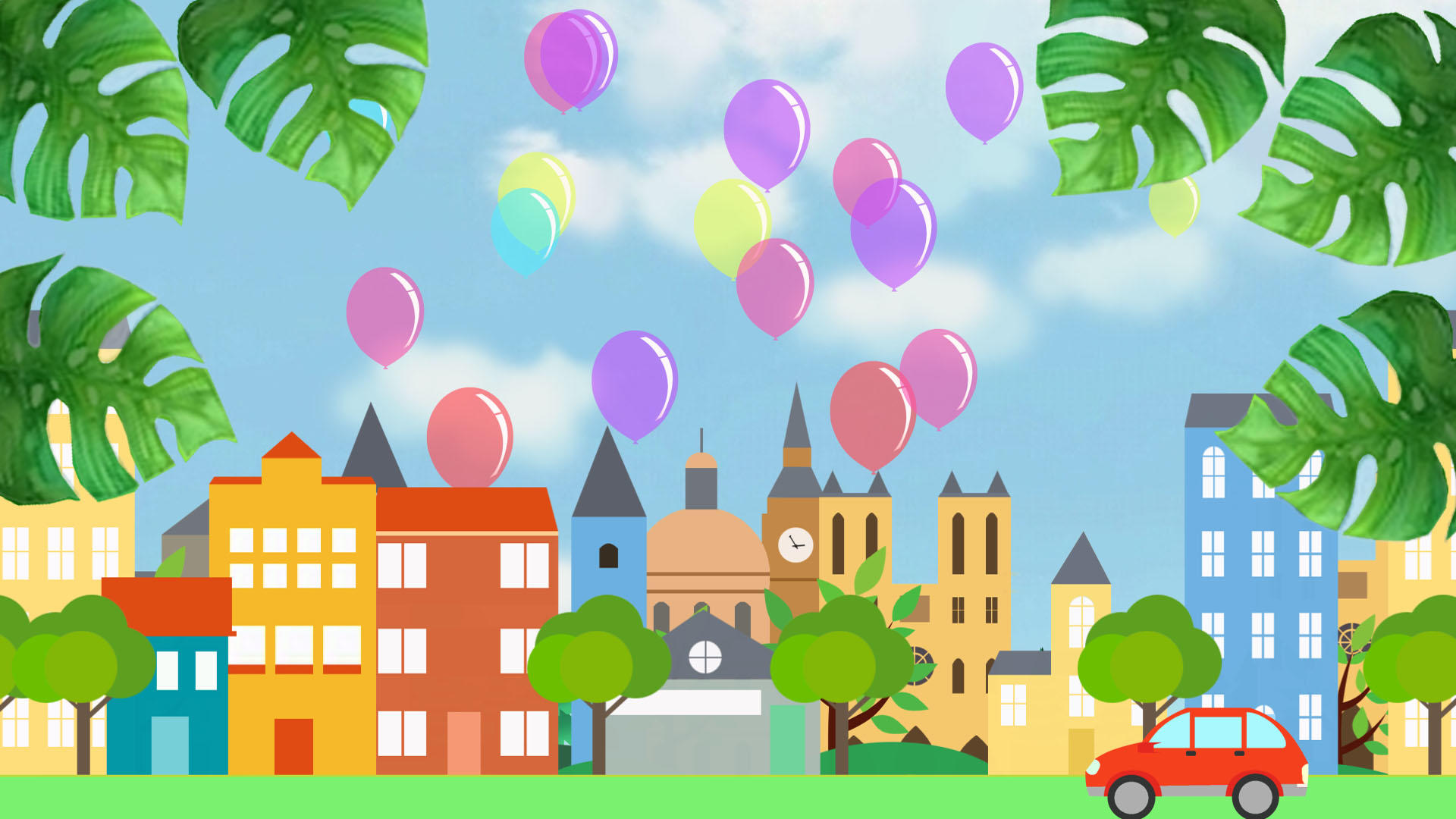 卡通气球城市视频的预览图