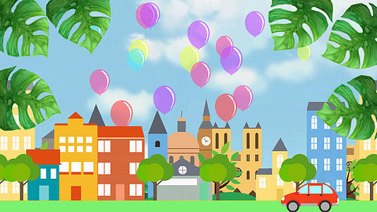卡通气球城市视频的预览图