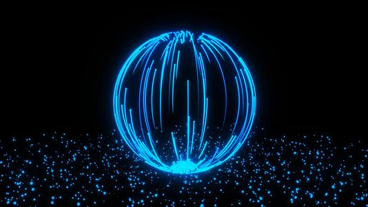 蓝色粒子圆形球视频的预览图