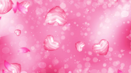 4K情人节浪漫婚礼粉色爱心飞舞背景视频视频的预览图