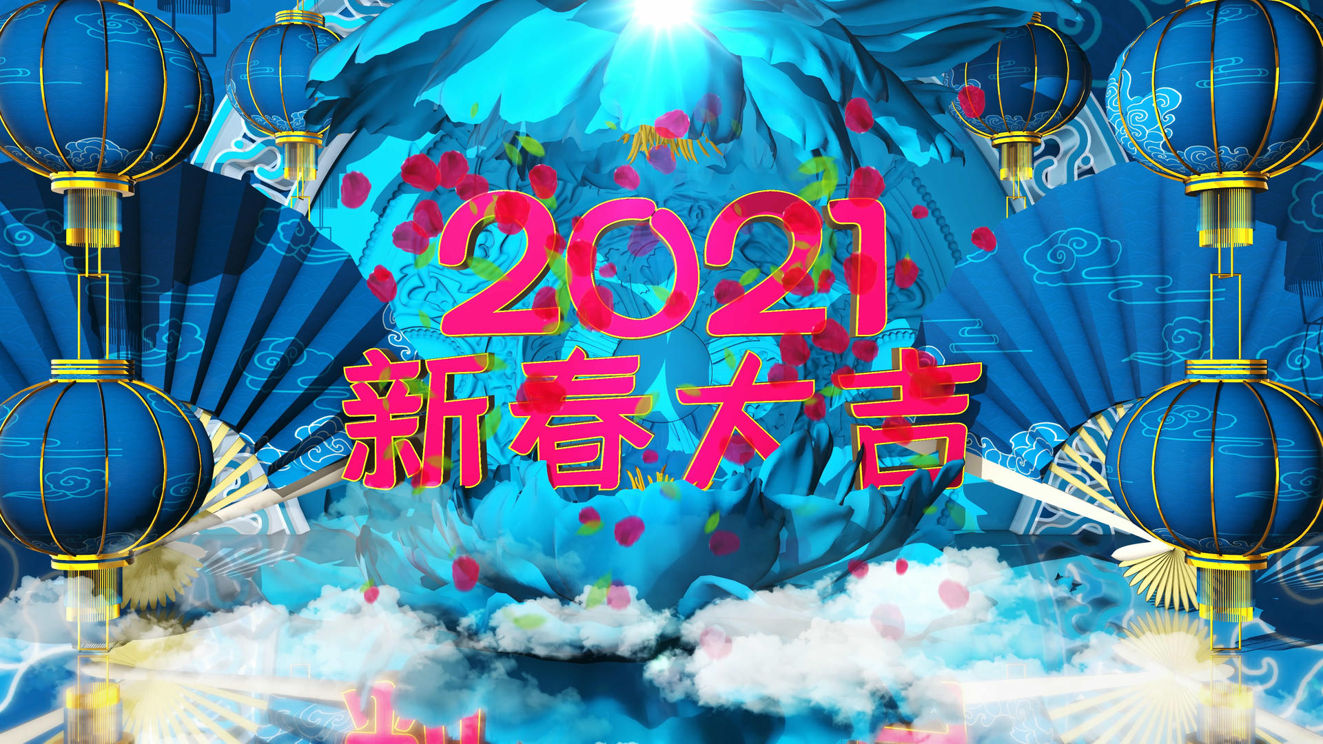 4K三维中国风春节祝福片头AE模板视频的预览图