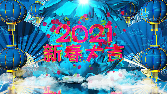 4K三维中国风春节祝福片头AE模板视频的预览图