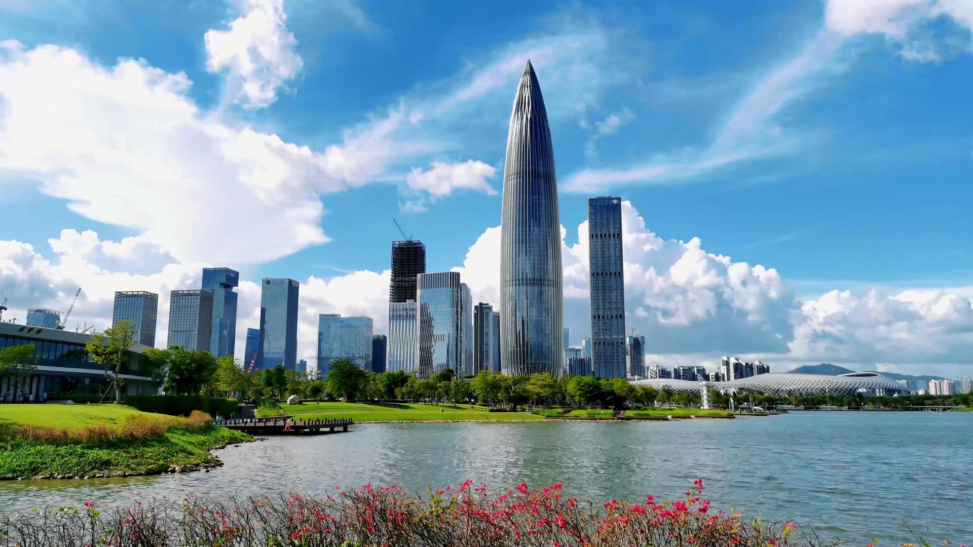 4K深圳南山CBD城市人才公园风景视频的预览图