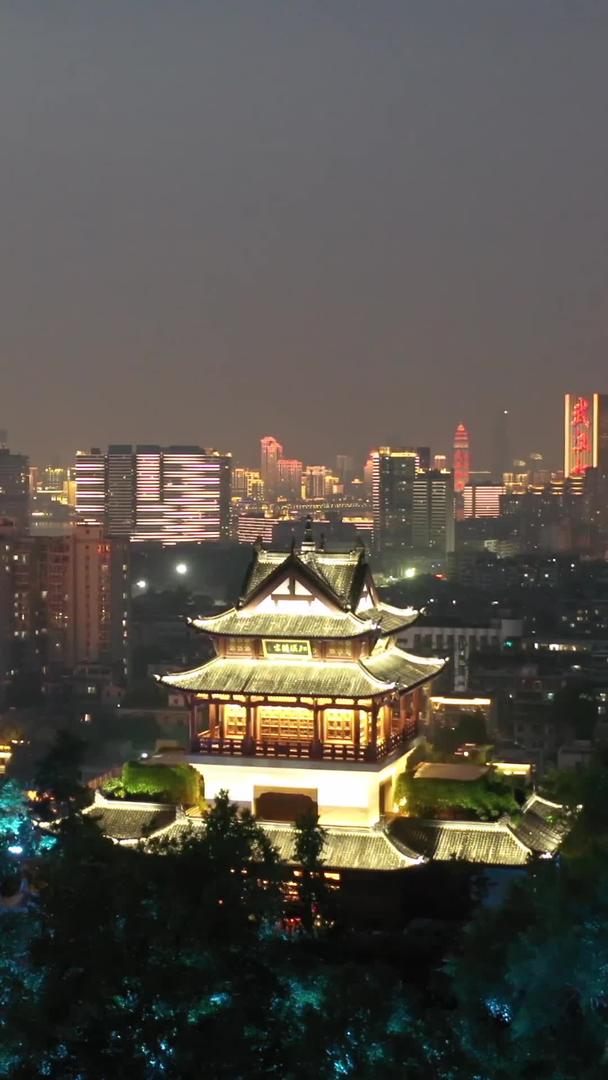 武汉城市地标建筑黄鹤楼古建筑群夜景灯光秀素材视频的预览图
