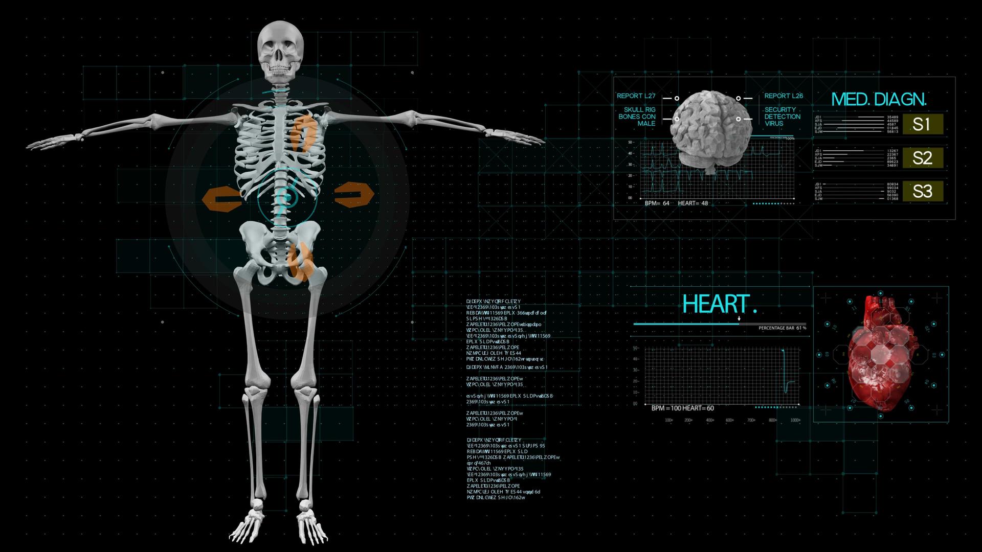 4K智慧医疗骨骼肝脏展示AE模板视频的预览图