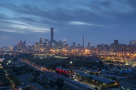 日落后夜景北京国贸延时视频的预览图