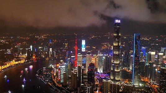 上海陆家嘴夜景航拍延时视频的预览图