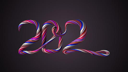4K2022年新年快乐用线编织绳子绳子字焦糖新年快乐视频的预览图