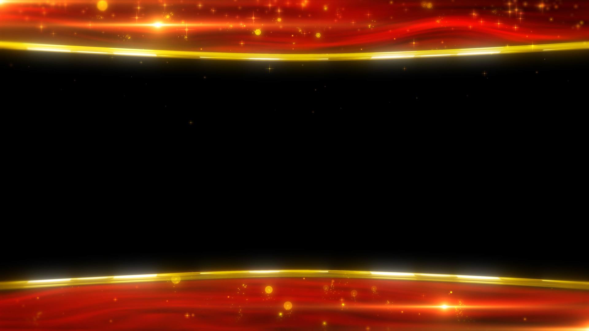 红绸幕布视频边框金色炫光粒子流动视频的预览图