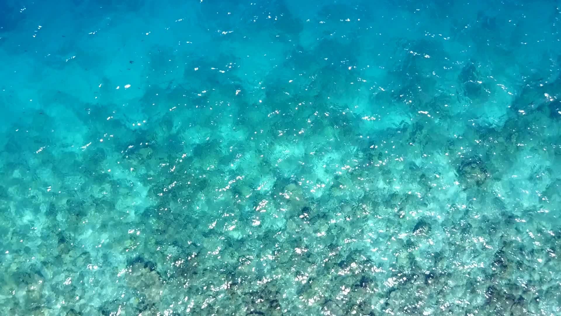 在绿松石海洋和日出后明亮的海滩背景下安静的度假海滩冒险视频的预览图