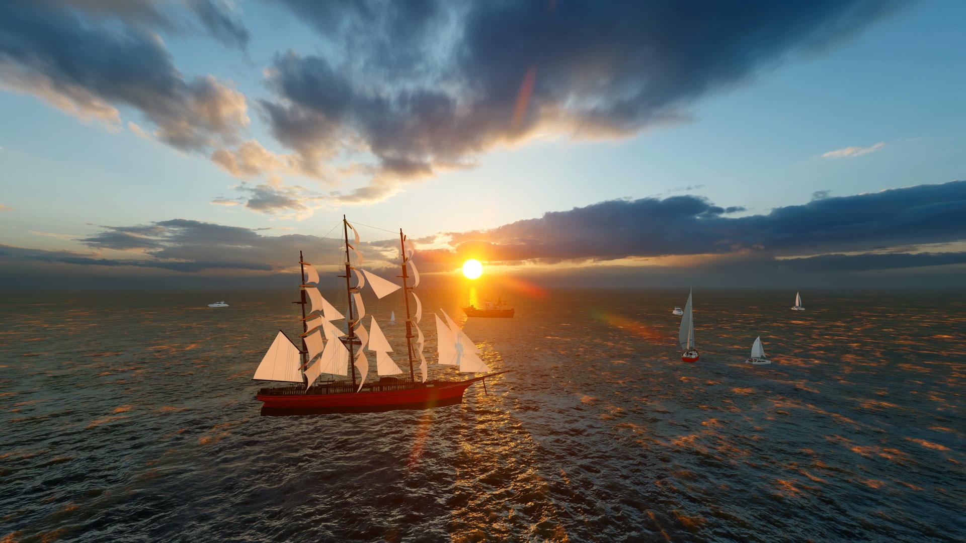 日落时的船视频的预览图