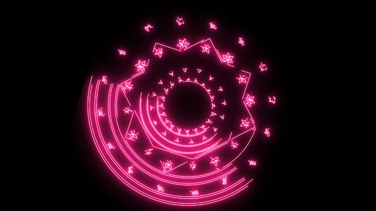 用于横幅和广告的洋红色粉色魔法偏移旋转和花朵对象的旋转视频的预览图