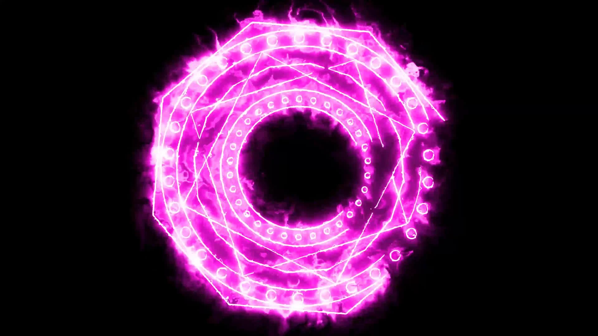 六角火压倒了强大的紫红色魔法火焰圆视频的预览图