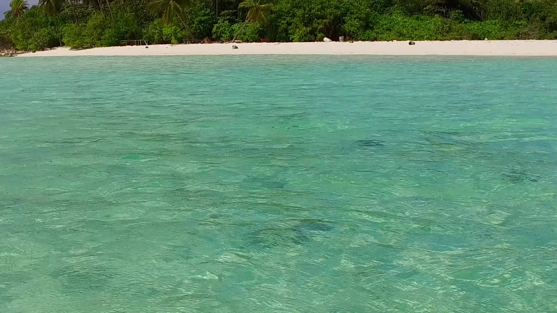 蓝绿环礁湖有明沙底背景属于海洋度假度假海滩视频的预览图