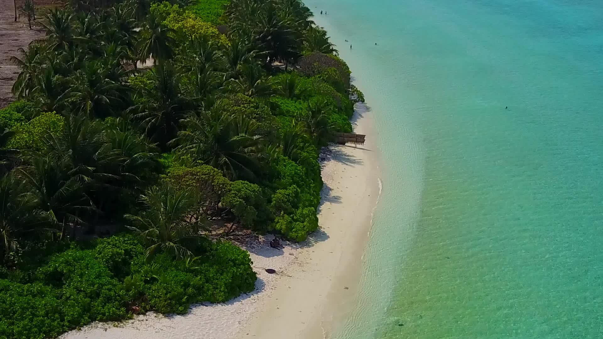 完美的海滨海滩时间以水、蓝水和白沙为背景进行空中旅游视频的预览图